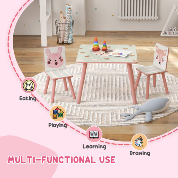 ZONEKIZ Toddler Desk and Chair Set, Kids Activity Table with Two Chairs, Furniture for Ages 3-6, Pink   Aosom UK - Image 4