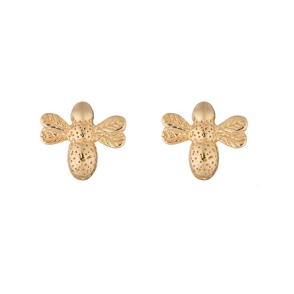 Gold Plated Bee Stud Earrings - Image 2