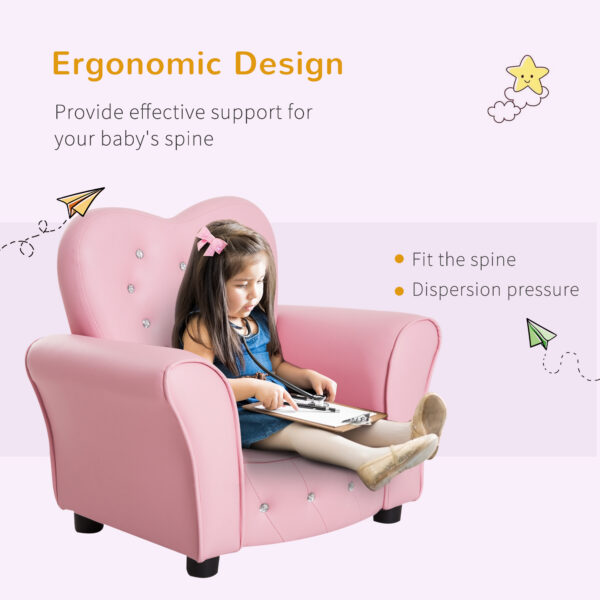 HOMCOM Kids Toddler Chair Sofa Children Armchair Seating Relax Playroom Seater Girl Princess Pink   Aosom UK - Image 6