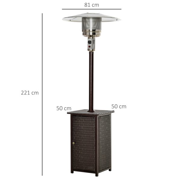 Outsunny 12KW Patio Gas Heater Freestanding Outdoor Garden Heating Rattan Furniture Wicker Table Top   Aosom UK - Image 3