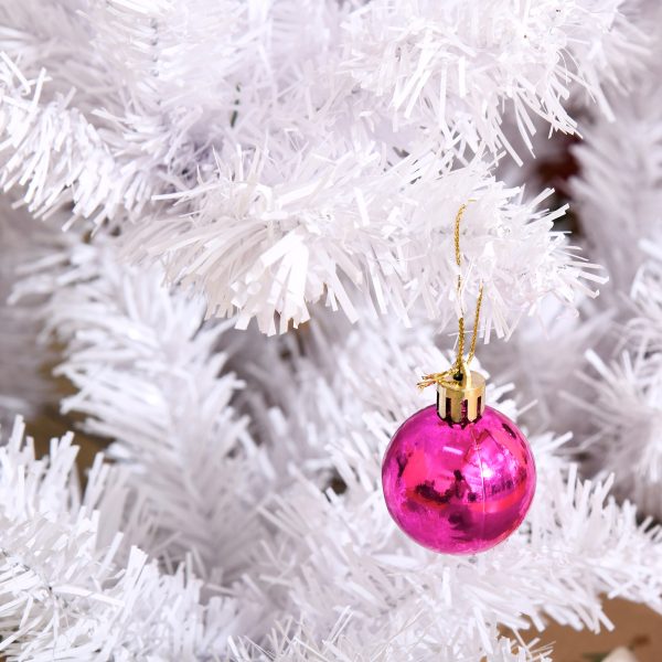 HOMCOM 4.9ft Artificial Christmas Tree Holiday Home Decoration with Xmas Ornaments and Metal Stand, White   Aosom UK - Image 9