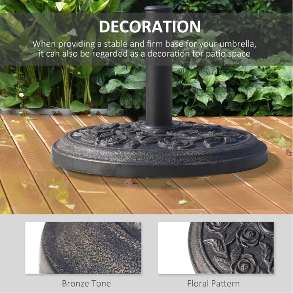 Outsunny 9kg Garden Parasol Base, Round Resin Sun Umbrella Base, Outdoor Umbrella Stand for 38mm or 48mm Outdoor Umbrella Poles, Bronze Tone - Image 5