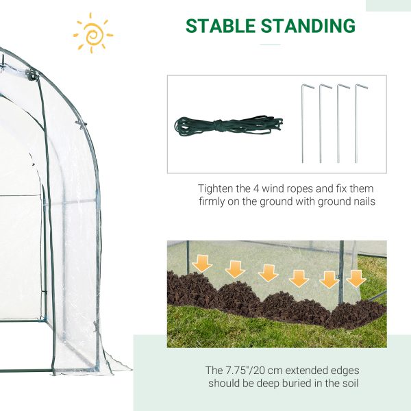 Outsunny Walk-in Polytunnel Greenhouse with Roll-up Door Transparent Tunnel Greenhouse with Steel Frame and PVC Cover, 2.5 x 2m   Aosom UK - Image 5