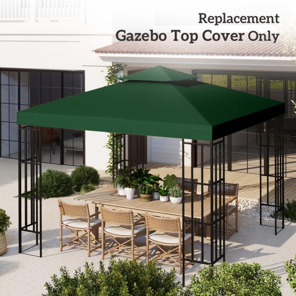 Outsunny 3 x 3 m Gazebo Top Cover Double Tier Canopy Replacement Pavilion Roof Dark Green - Image 7