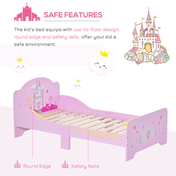 HOMCOM MDF Kids Castle Design Kids Single Bed Pink   Aosom UK - Image 5