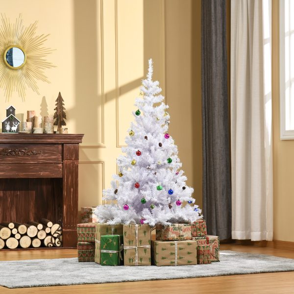 HOMCOM 4.9ft Artificial Christmas Tree Holiday Home Decoration with Xmas Ornaments and Metal Stand, White   Aosom UK - Image 2