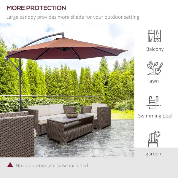 Outsunny Waterproof 3m Hanging Cantilever Umbrella: Adjustable Angle & UV Protection, Coffee Hue   Aosom UK - Image 7