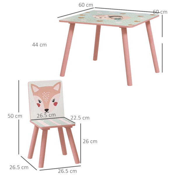 ZONEKIZ Toddler Desk and Chair Set, Kids Activity Table with Two Chairs, Furniture for Ages 3-6, Pink   Aosom UK - Image 3