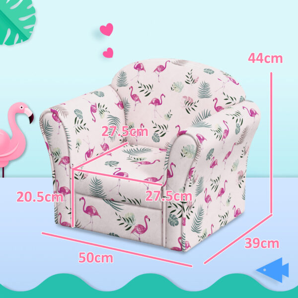 AIYAPLAY Kids Armchair with Flamingo Design, Wooden Frame, for Bedroom, Playroom, Kids Room, Pink   Aosom UK - Image 3