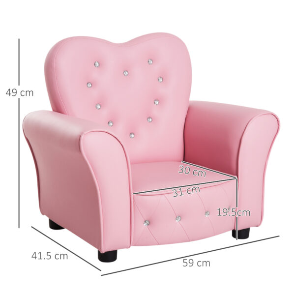 HOMCOM Kids Toddler Chair Sofa Children Armchair Seating Relax Playroom Seater Girl Princess Pink   Aosom UK - Image 3