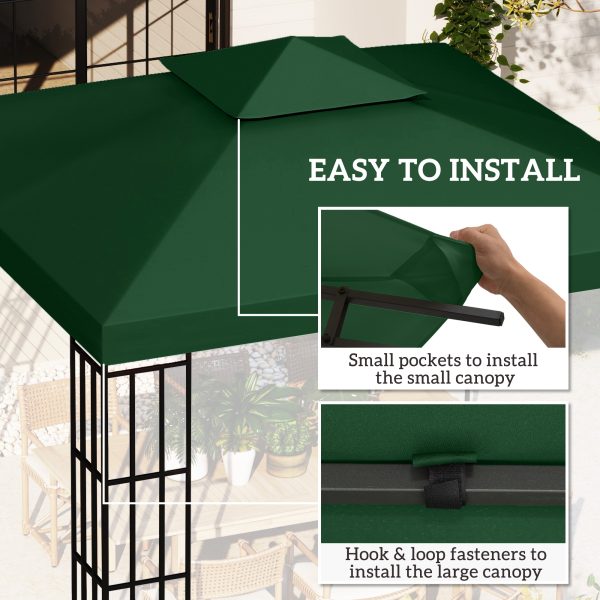 Outsunny 3 x 3 m Gazebo Top Cover Double Tier Canopy Replacement Pavilion Roof Dark Green - Image 5