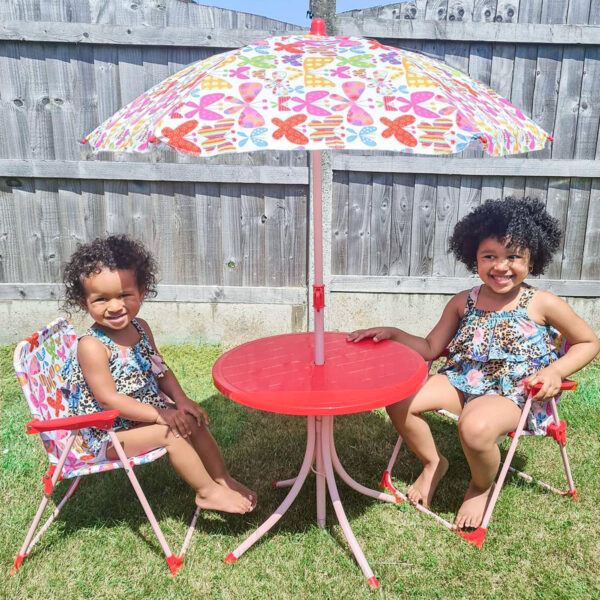 Outsunny Kids Folding Picnic Table and Chairs Set Color Stripes Outdoor w/ Parasol   Aosom UK - Image 2