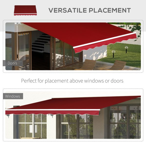 Outsunny Retractable Sun Shade Awning for Patio, Manual, Outdoor Deck Canopy Shelter, 2.5mx2m, Dark Red   Aosom UK - Image 4