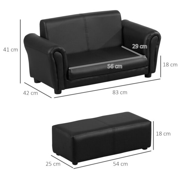 HOMCOM 2 Seater Toddler Chair Kids Twin Sofa Childrens Double Seat Chair Furniture Armchair Boys Girls Couch w/ Footstool (Black)   Aosom UK - Image 3