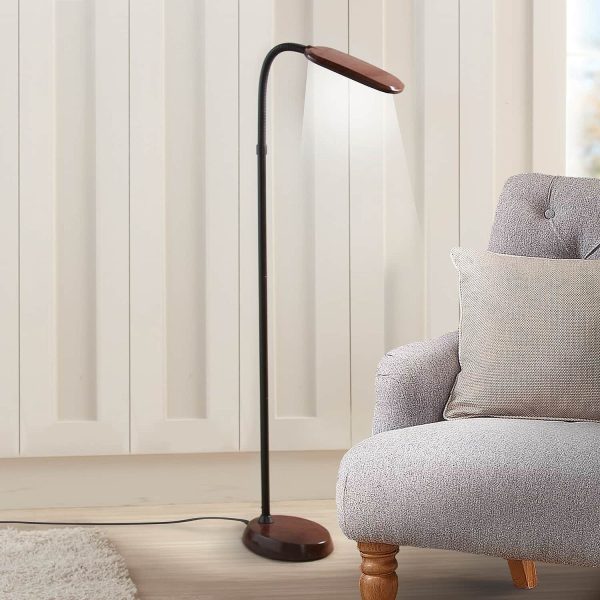 LED Floor Lamp Wood Effect H135cm at 90° angle