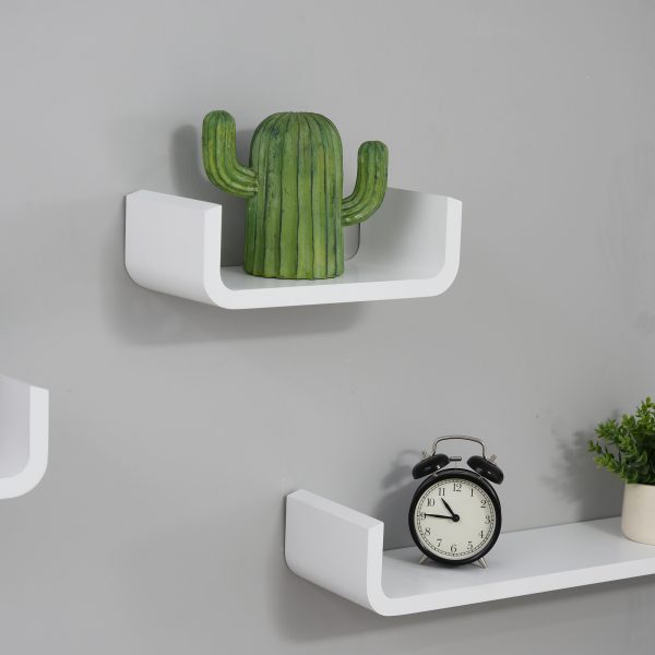 HOMCOM Floating U Shaped Wall Shelves, 3 Piece Decorative Display Shelf Set, Modern Home Decor, White   Aosom UK - Image 9