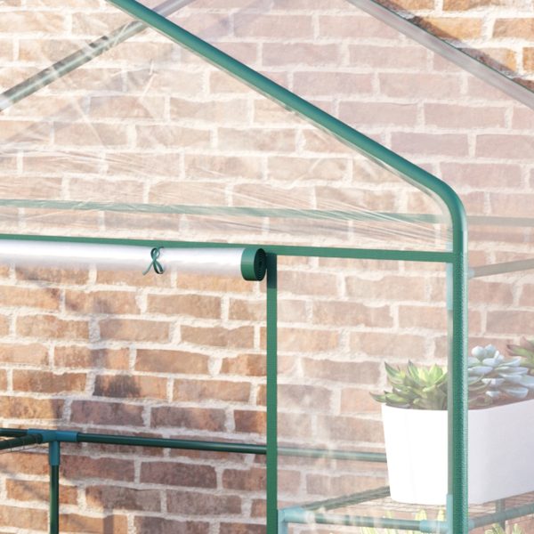 Outsunny 4 Tiers 8 Shelves Metal Frame Walk in Portable Greenhouse Transparent 143 L x 73W x 195H cm - Image 8