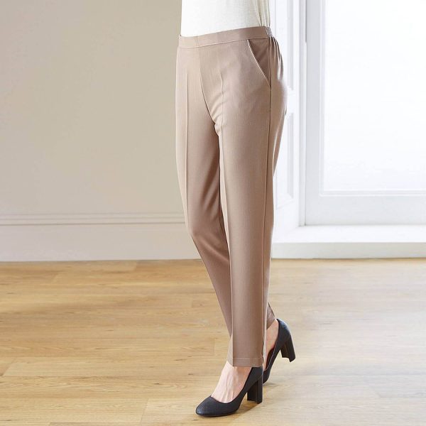 Ladies Elasticated Trousers 2 Way Stretch Taupe Size 20 Regular