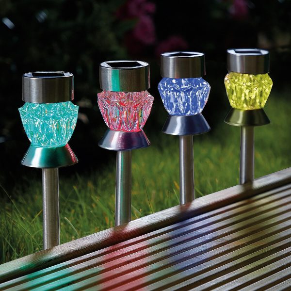 Solar Stake Lights Crystal Set of 4