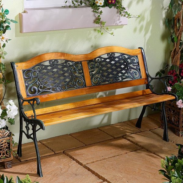 Wooden Garden Bench Anti Rust L125 x D52 x H76cm