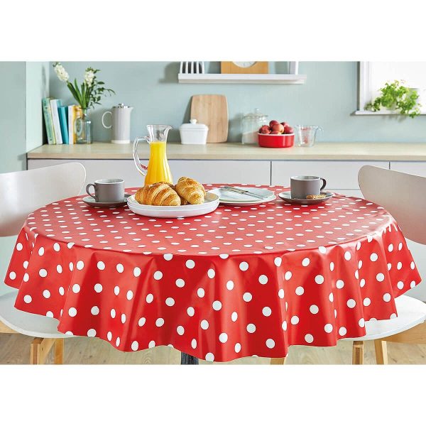 Pvc Wipe Clean Table Cloth 137X183cm in Latte Spot