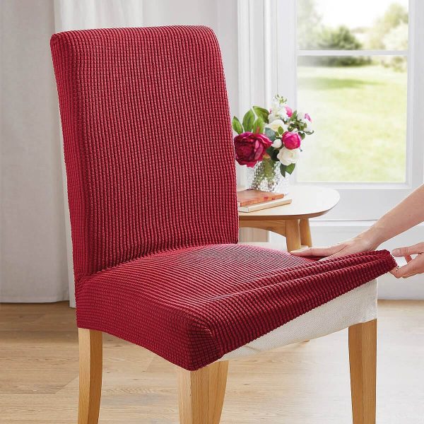 Dining Chair Covers Pair Wine Stretches H41-56cm,W41-56cm,D38-48cm