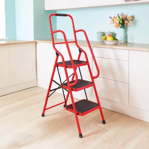 Red 3 Step Safety Ladder