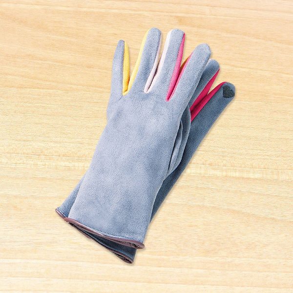 Faux Suede Gloves White One Size