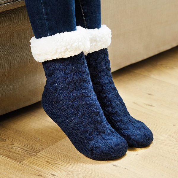 Cuddle Slipper Socks Navy