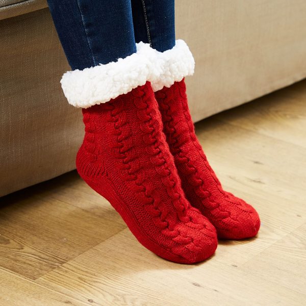 Cuddle Slipper Socks Red