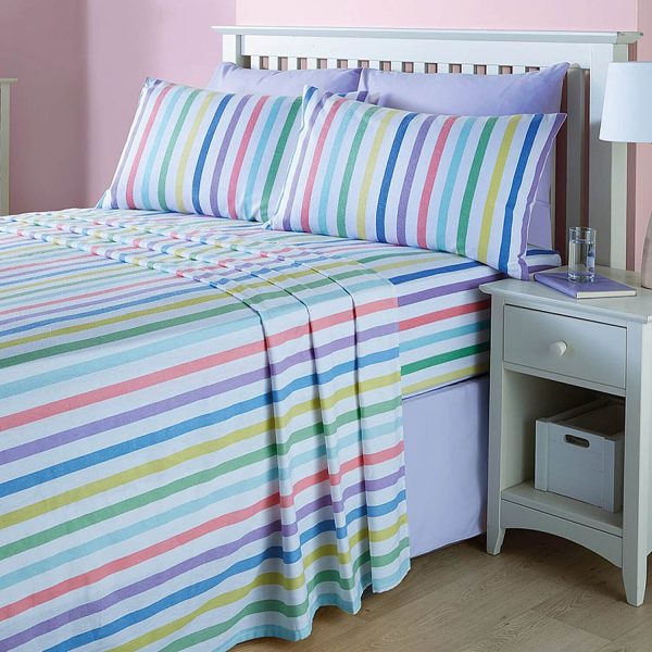 Flannelette Sheets King in Candy Stripe