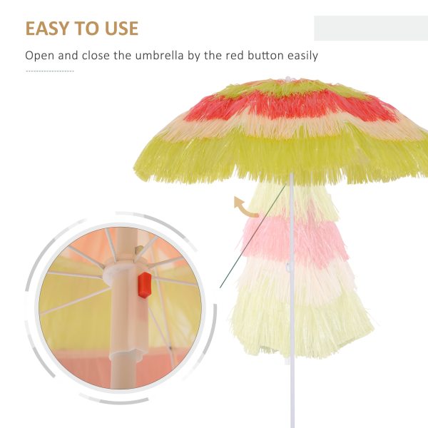 Outsunny Portable Beach Umbrella: Foldable Rainbow Parasol for Hawaiian-Style Sun Protection - Image 7