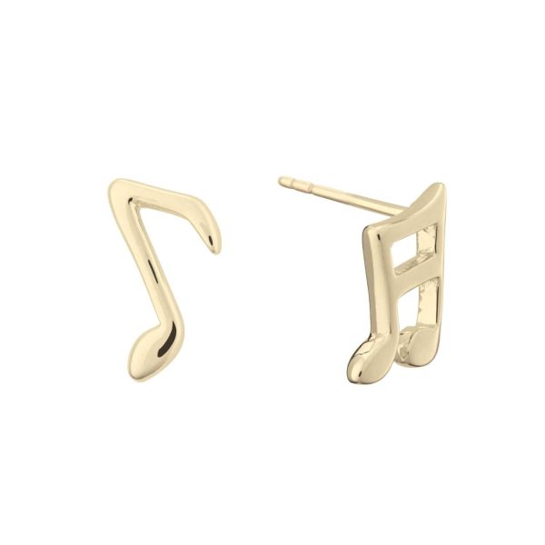 Gold Plated Music Note Stud Earrings - Image 2