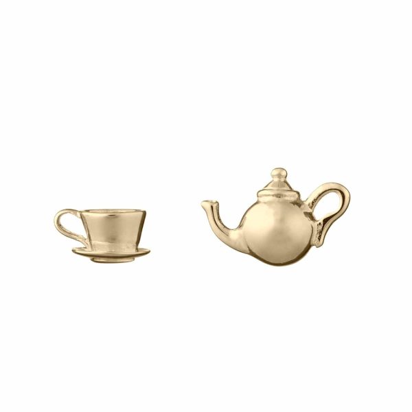 Gold Plated Teapot and Teacup Stud Earrings - Image 2