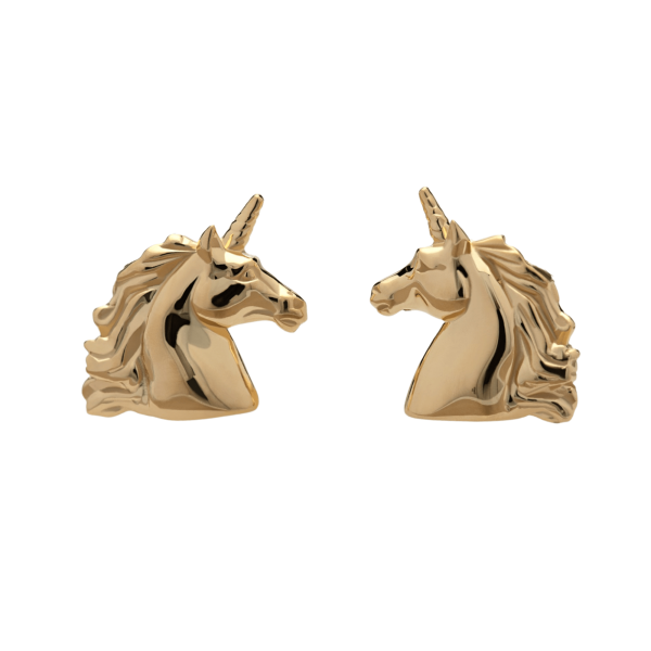 Gold Plated Unicorn Stud Earrings - Image 2