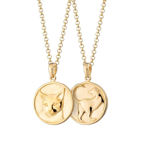 Gold Plated Cat Heads and Tails Necklace - Image 2