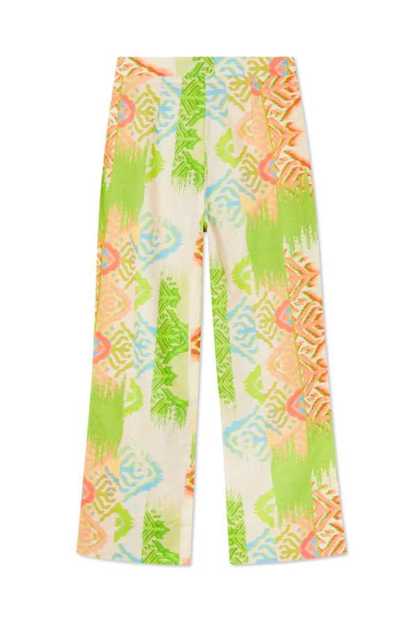 Women's Abstract Trousers in Green, Size 6, Cotton/Linen by Never Fully Dressed - Image 9