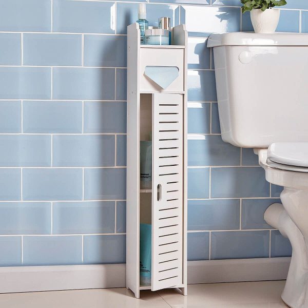 Free Standing Bathroom Cabinet White H80xW15xD15cm