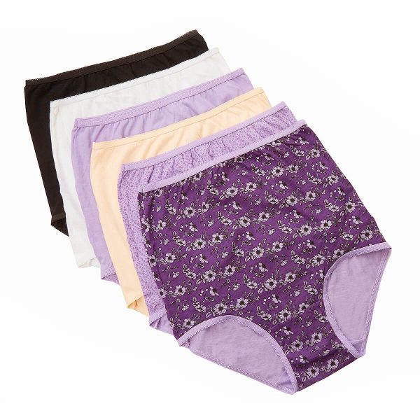 Ladies Cotton Briefs Lilac Mix Size 10 Pack of 6