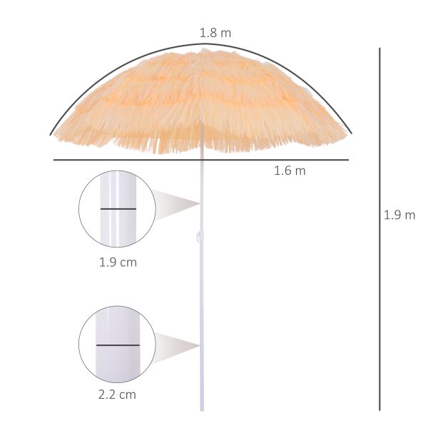 Outsunny Waterproof Patio Garden Hawaii Beach Sun Umbrella Sunshade Hawaiian Folding Tilting Crank Parasol (Wheat)   Aosom UK - Image 3