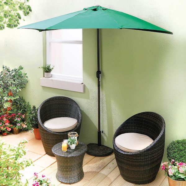 Garden Parasol Half Classic Green Dia.270cm x H238cm