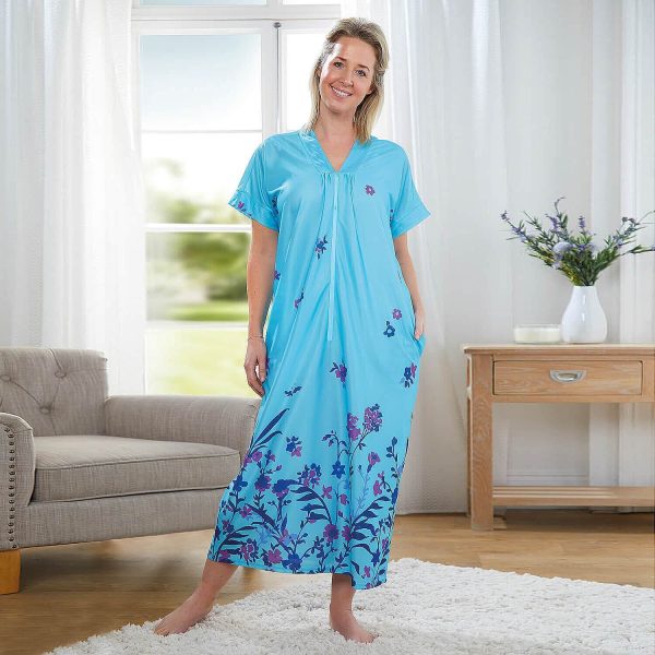 Ladies Kaftan Maxi Dress Lightweight Aqua Size S/M