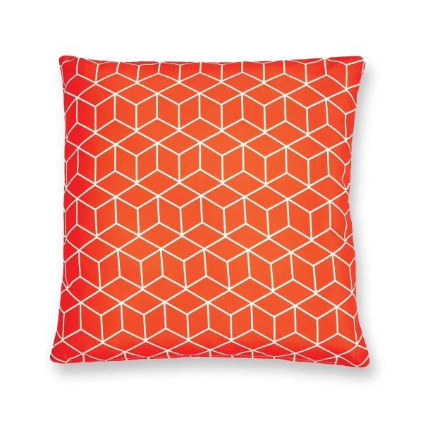 Pack of 2 Scatter Cushions, Geometric Orange, 45 x 45cm, Suitable for Outdoor Use, Water Resistant