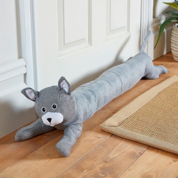 Cat Draught Excluder White L85cm x H15cm