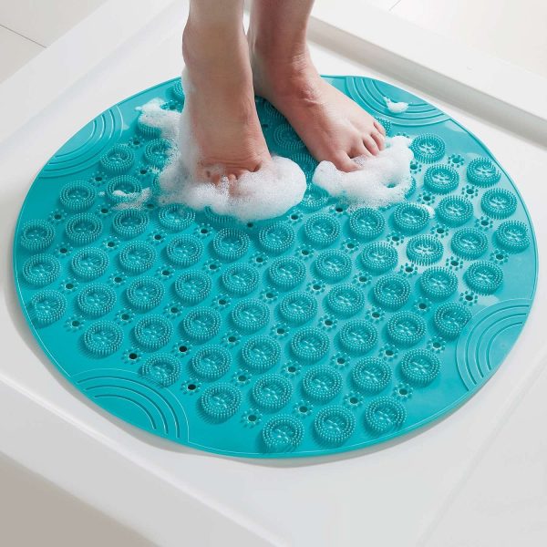 Shower Foot Scrubber Mat Dia. 55cm, Turquoise