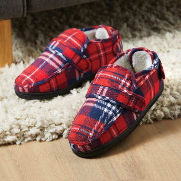 L Red Check Comfort Shoes Bogof