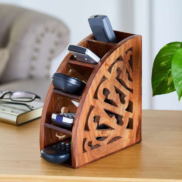 Wooden Remote Control Holder H17.5 x W8 x D17cm