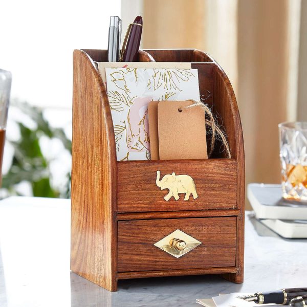 Wooden Desk Organiser H20 x W12.5 x D10cm