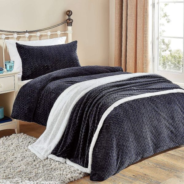 Fleece DUVet Cover Set Double Navy