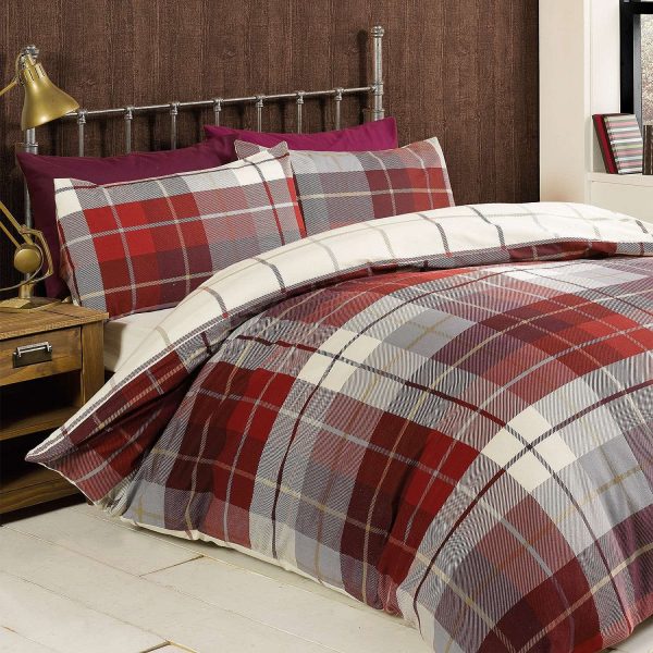 Flannelette Bedding King Red Check